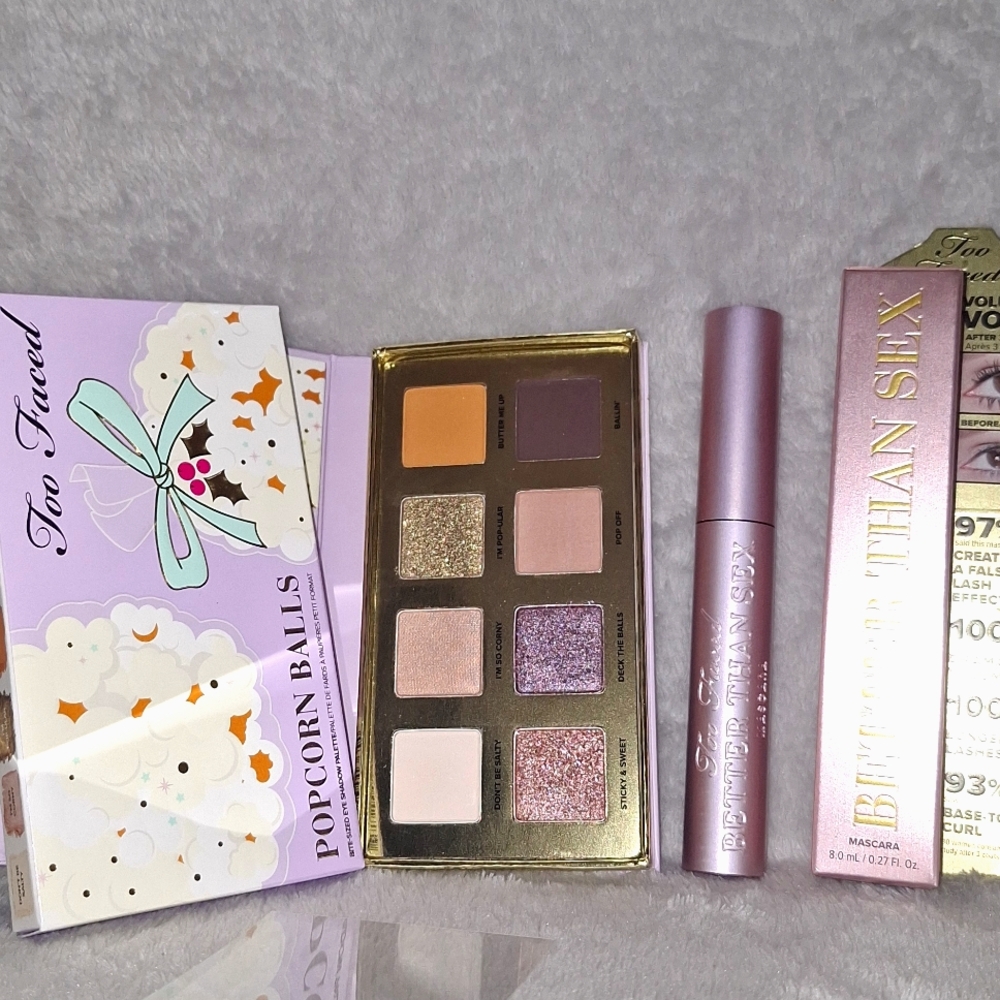 New Too Faced Better Than Sex Mascara and Popcorn Balls Palette duo
